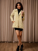 Yellow Solid Print Velvet Jacket for Women - SanskrutiHomes