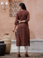 Red Cotton Printed Kurta for Women - SanskrutiHomes