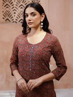 Red Cotton Printed Kurta for Women - SanskrutiHomes