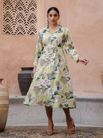 Floral Printed Cotton Ethnic Dress - SanskrutiHomes
