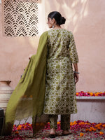 Floral Printed V-Neck Kurta Set - SanskrutiHomes