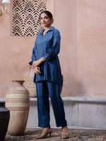 Blue Solid Printed Co-ords Set for Women - SanskrutiHomes