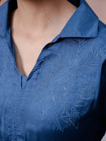 Blue Solid Printed Co-ords Set for Women - SanskrutiHomes