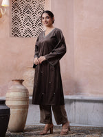 Floral clinched waist Cotton Night SUIT - SanskrutiHomes