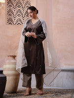 Floral clinched waist Cotton Night SUIT - SanskrutiHomes