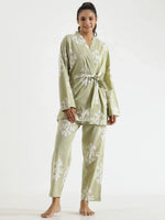 Floral leaf Night suit set - SanskrutiHomes
