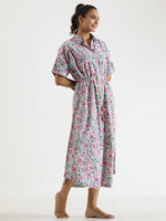 MIDI FLORAL Cotton NIGHT Dress - SanskrutiHomes
