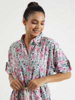 MIDI FLORAL Cotton NIGHT Dress - SanskrutiHomes
