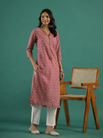 Multi Color Floral Print Round Neck Cotton Kurta for Women - SanskrutiHomes