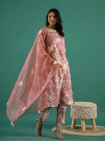 Floral Printed Thread Work Kurta Set for Women - SanskrutiHomes