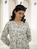 Floral Printed V-Neck Satin Loungewear Set - SanskrutiHomes