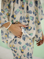 Floral Printed V-Neck Satin Loungewear Set - SanskrutiHomes