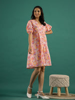 Floral Printed Cotton Ethnic Dress - SanskrutiHomes