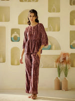 Pink Solid Print Night Suit for Women - SanskrutiHomes
