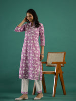 Purple Printed Kurti Set - SanskrutiHomes