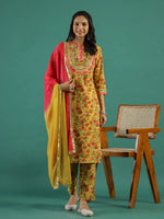 Yellow & Pink Kurta Set - SanskrutiHomes