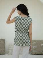 Round Neck Floral Printed Quilted Jacket - SanskrutiHomes