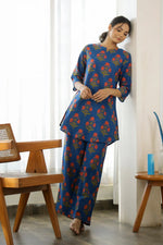 Blue Printed Cotton Loungewear Set - SanskrutiHomes