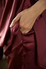 Wine Satin Kaftan Set - SanskrutiHomes