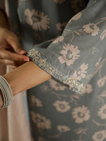 Gray Color Round Neck Printed Kurta Set - SanskrutiHomes