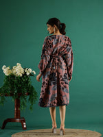 Brown Floral Printed Dress for Women - SanskrutiHomes