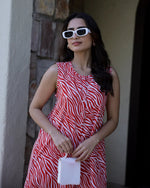 TIGER Printed red sleeveless Jumpsuit - SanskrutiHomes