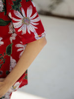 Red Floral Printed Cotton Night Suit - SanskrutiHomes