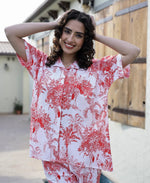Red Pure Cotton Night Suit Set - SanskrutiHomes