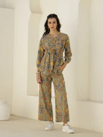 V-Neck Floral Printed Cotton Night Suit - SanskrutiHomes
