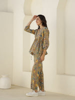 V-Neck Floral Printed Cotton Night Suit - SanskrutiHomes