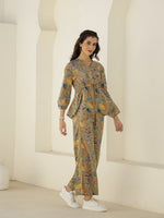V-Neck Floral Printed Cotton Night Suit - SanskrutiHomes
