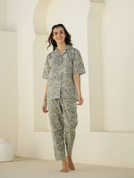 Cream Color Floral Printed Night Suit - SanskrutiHomes