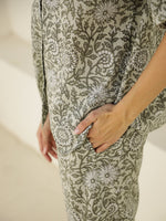 Cream Color Floral Printed Night Suit - SanskrutiHomes