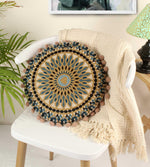 Burma Embroidery Round Cotton Cushion - SanskrutiHomes