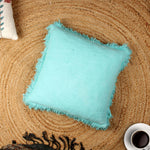 Turquoise Hand-made Pure Cotton Cushion Cover - SanskrutiHomes