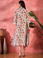 Pink Floral Printed Cotton Dress for Women - SanskrutiHomes