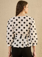 White Polka Dot Pribted Top - SanskrutiHomes