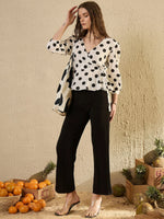 White Polka Dot Pribted Top - SanskrutiHomes