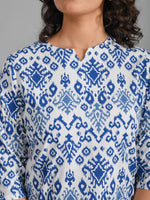 Navy Blue Viscose Rayon Printed Round Neck night suit for women - SanskrutiHomes