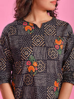 Black Flower Printed Cotton Night Suit Set - SanskrutiHomes