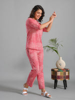 Pink Stripes Printed Cotton Night Suit - SanskrutiHomes