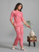 Pink Stripes Printed Cotton Night Suit - SanskrutiHomes