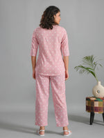 Pink Plolka Dots Round Neck Night Suit - SanskrutiHomes