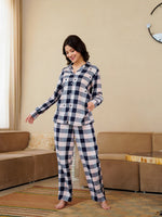 Pink Cotton Blend Checked Shirt Collar Winter Co-ords Set for Women - SanskrutiHomes
