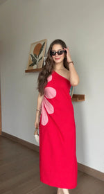 Red Floral Printed Dress for Women - SanskrutiHomes