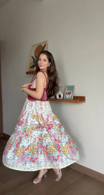 White Printed Sleeveless Dress for Women - SanskrutiHomes