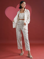 Set of 3 White Heart Printed Night Suit - SanskrutiHomes