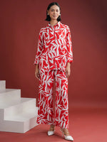 Red Floral Printed Night Suit Set - SanskrutiHomes