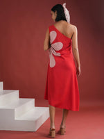 Red Floral Printed Dress for Women - SanskrutiHomes