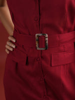 Red Solid Print Dress for Women - SanskrutiHomes
